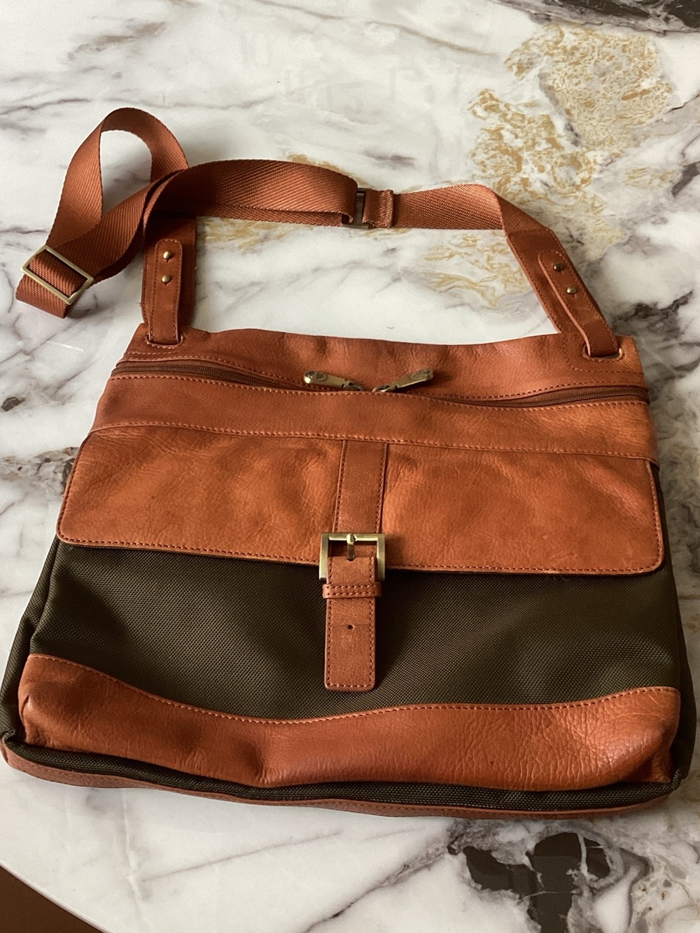 Two-Tone Brown & Olive Women's Messenger Bag